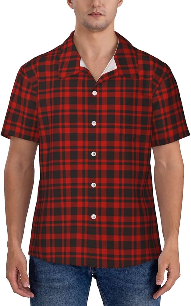 Amazon.co.jp: 赤黒チェック柄 シャツ メンズ 半袖 カジュアル 夏服
