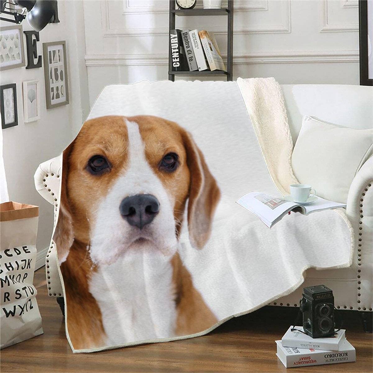 Plaid Couverture Polaire Chien 3D Chien De Compagnie Douce Chaude Microfibre ete Hiver Couverture en Flanelle 150x200 pour Jeté de Canapé, Dessus de lit pour Enfant Fille Garcon