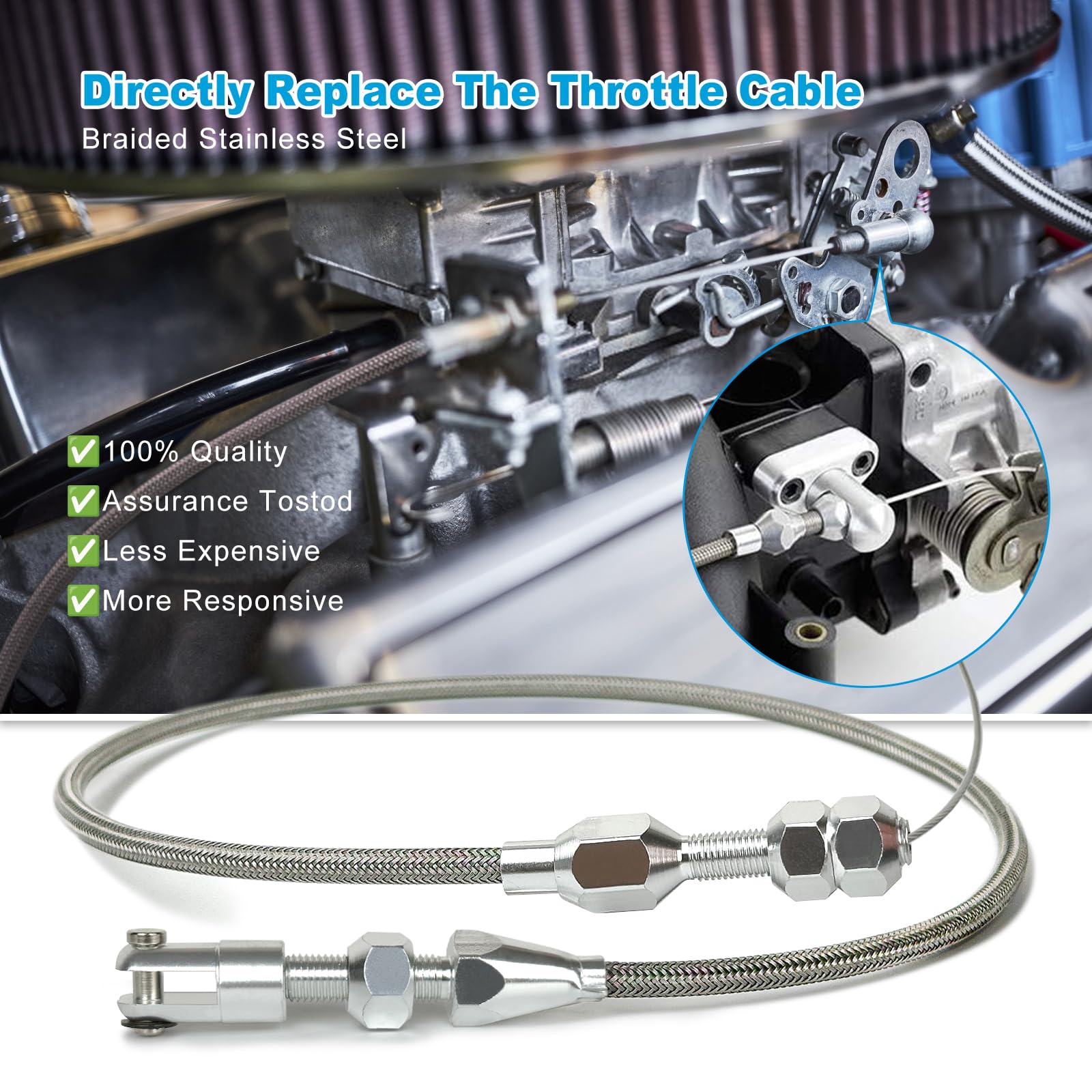 Throttle Cable 36" For Chevrolet Chevy 4.8L5.3L 6.0L 5.7L LS Swap