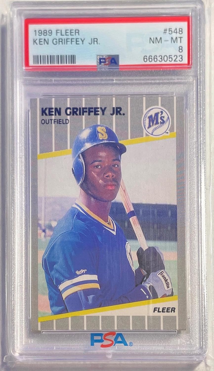 Ken Griffey Jr. 1989 Fleer Rookie Rc #548 Psa 8 Near Mint To Mint - Baseball Slabbed Rookie Cards