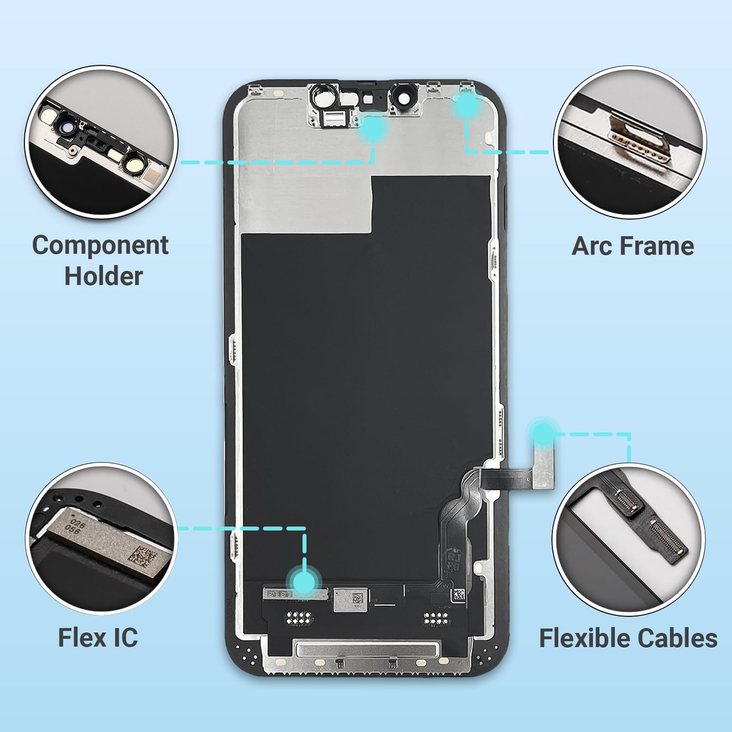 Condition photo showing New/Like New for screen replacement for iphone 13 mini, 5.4 inch full hd lcd and touch digitizer assembly includes repair tools, waterproof adhesive, and tempered glass screen protector black 5.4" for iphone 13 mini