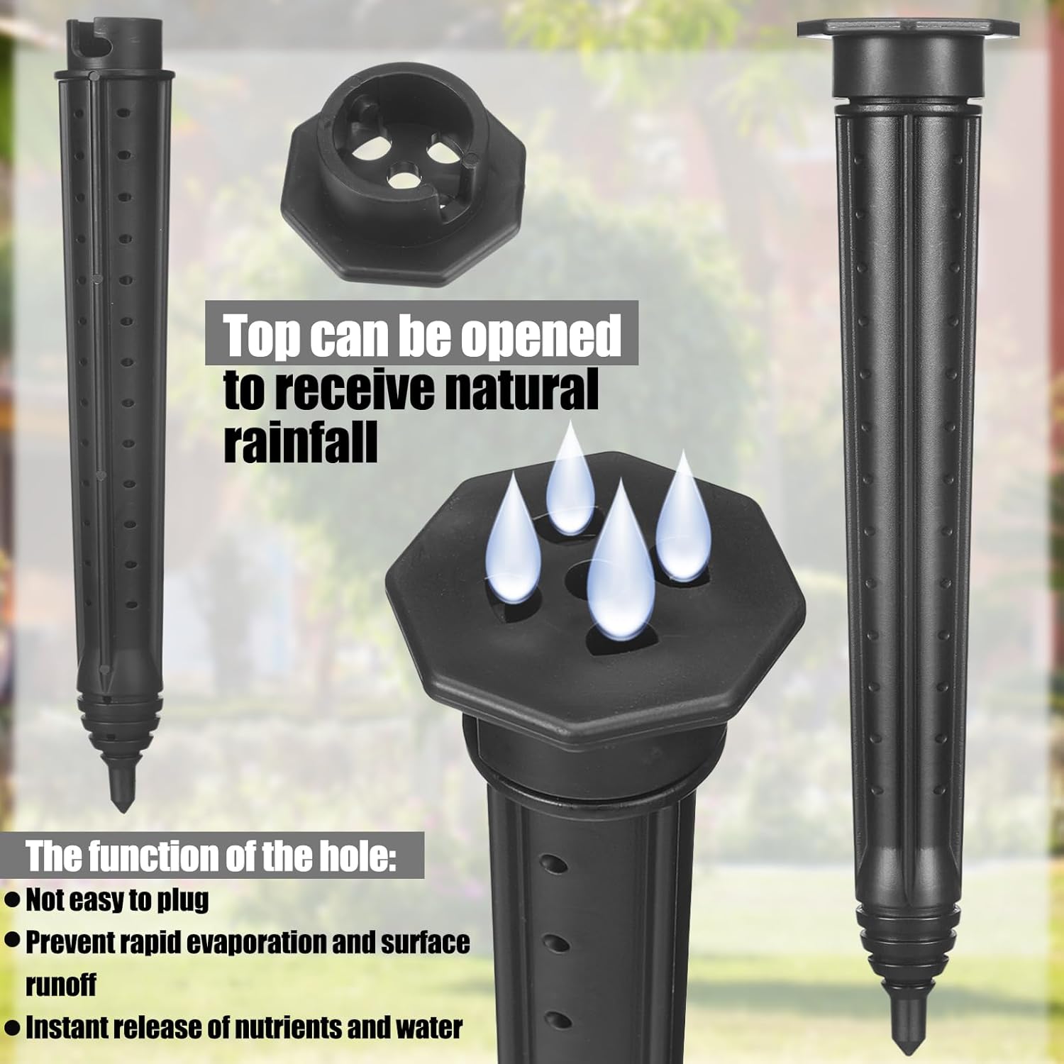 Briwooody 8 Pack Garden Watering Stake Large UV-Protected ABS Plastic Deep Root Irrigation Spike for Trees, Shrubs, Bushes, Shrubs, Flowers, Fruits, Vegetables, Potted Plants (14 Inch)