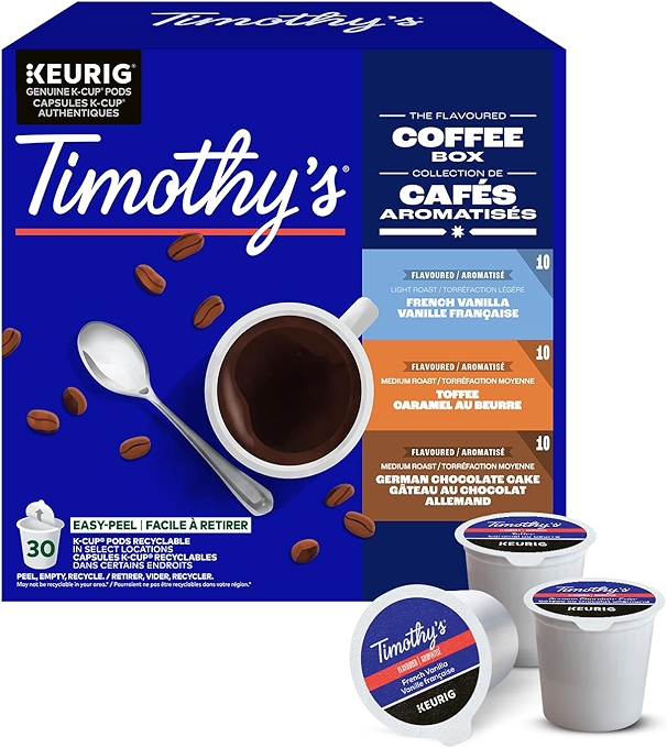 TIMOTHY'S 风味系列 K‑Cup 咖啡胶囊 三十颗装 兼容 Keurig 咖啡机