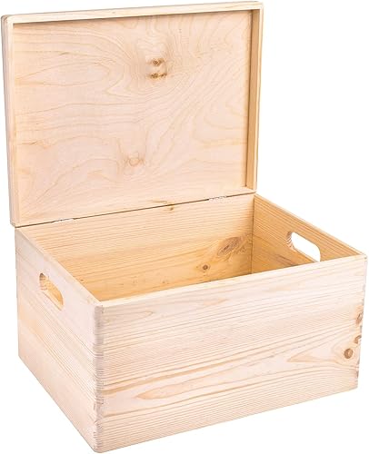 Miniatura 11 de Caja de almacenamiento de madera blanca XL con tapa con bisagras, 15.8 x 11.8 x 5.5 pulgadas (+-0.5), con asas, caja de regalo para herramientas,