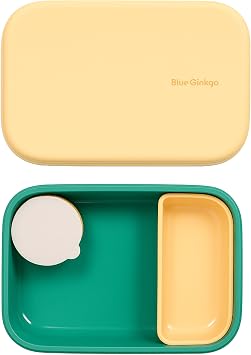 BLUE GINKGO Bento-Style Silicone Lunch Box Set, Coral, Made in Korea | Leak-Resistant. Microwave Safe. Dishwasher Safe.