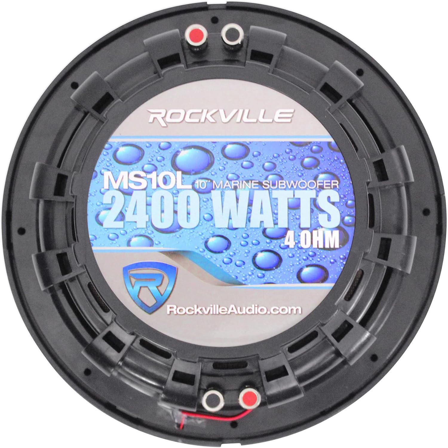 Rockville MS10LB 10" 2400 Watt Black Marine/Boat 10" Free Air Subwoofer with LED
