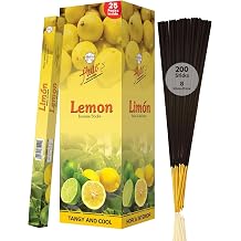 Flute Lemon Incense Sticks - Square Pack of 200 Sticks - Fresh Citrus Incense for Rejuvenation