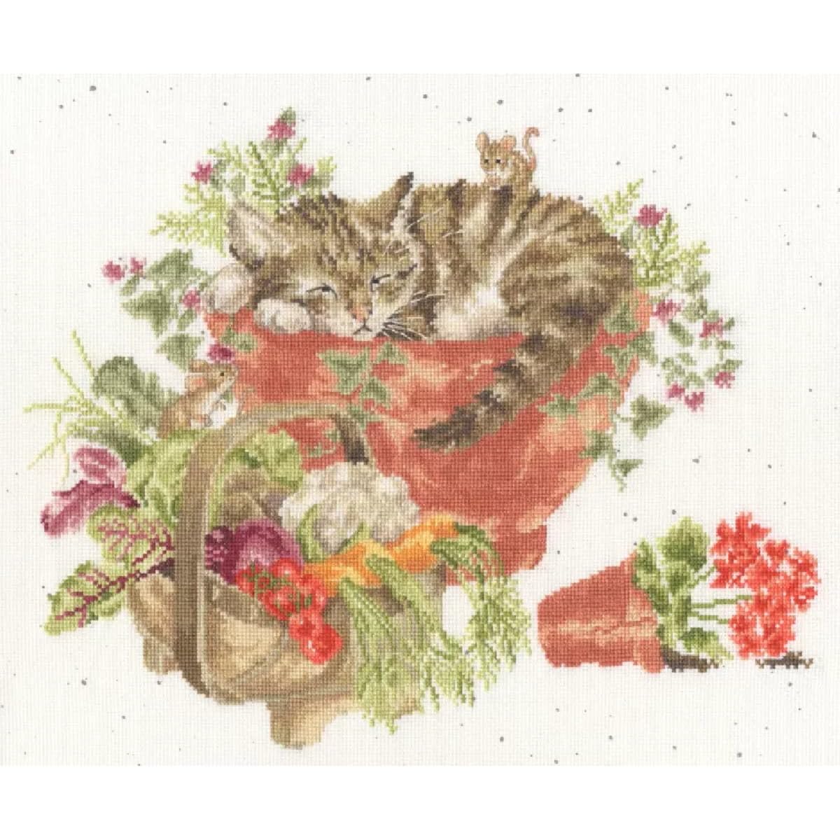 Purrrfect Spot Cat - (Hannah Dale) Cross Stitch Kit By Bothy Threads