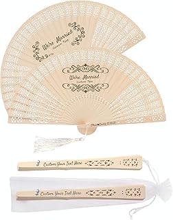 30Pcs Personalized Wooden Hand Fan Wood Handheld Folding Fans Custom Wedding Fans with Organza Bags Wedding Party Favor for Guests (30)