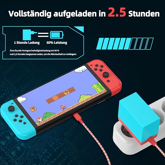 39W Power Supply 15V 2.6A Fast Charging Charger for Switch/Switch Lite/Switch Dock/Switch OLED/Switch Pro Controller Supports TV Mode Charging Cable USB C/Type C