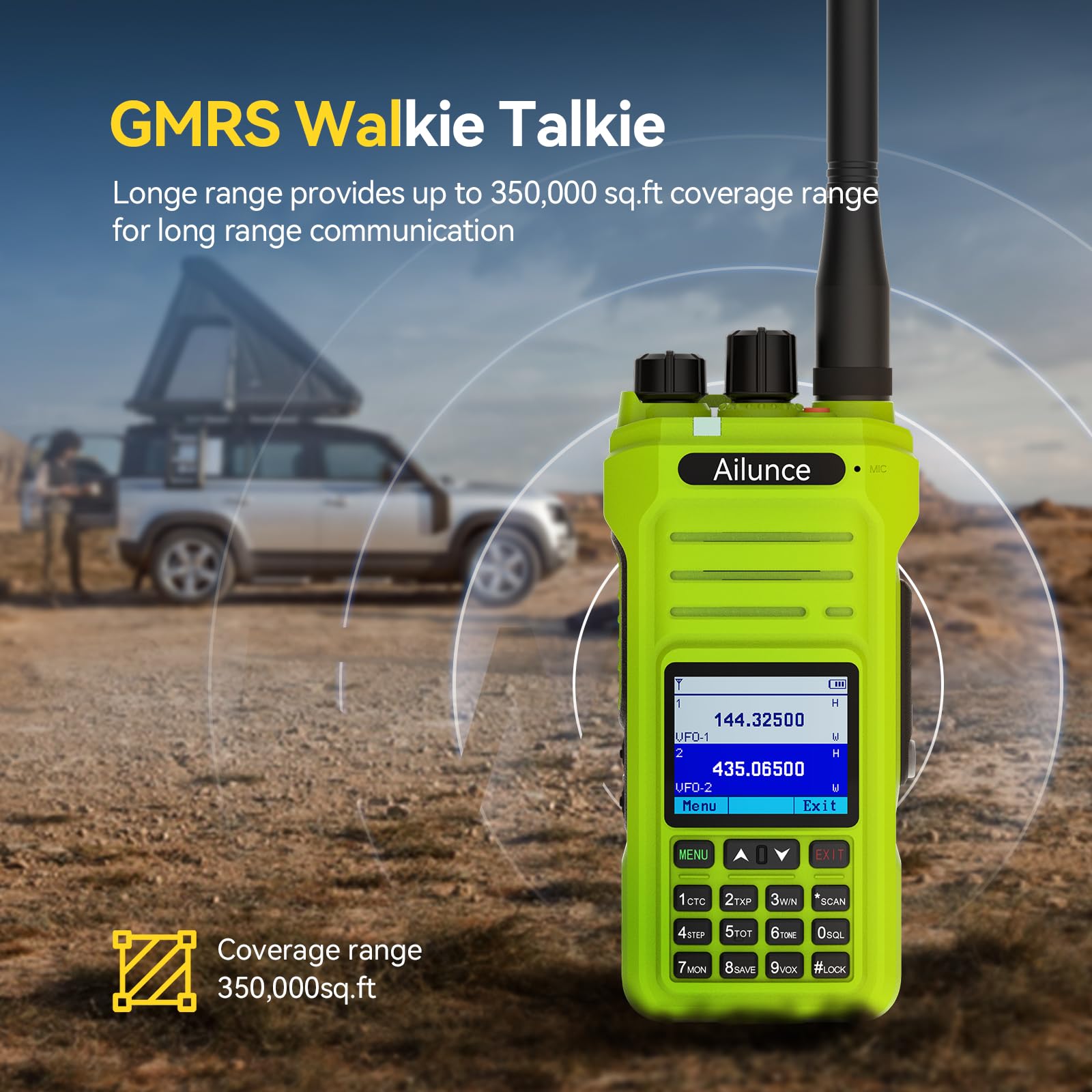 Retevis Ailunce HA1G GMRS Handheld Radio, 2 Way Radio Long Range with Speaker Mic, Dual Band Receiving, IP67 Waterproof Walkie Talkies,Type-C Charging, NOAA 2800mAh,FM Radio, GMRS Radio for Offroad