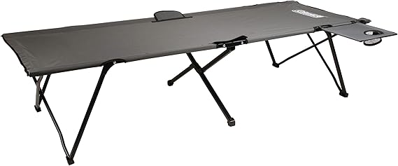 Coleman Pack-Away Big n Tall Camping Cot with Removable Side Table, Extra Wide Cot Fits Adults up to 6ft 6in or 300lbs, Carry Bag Included