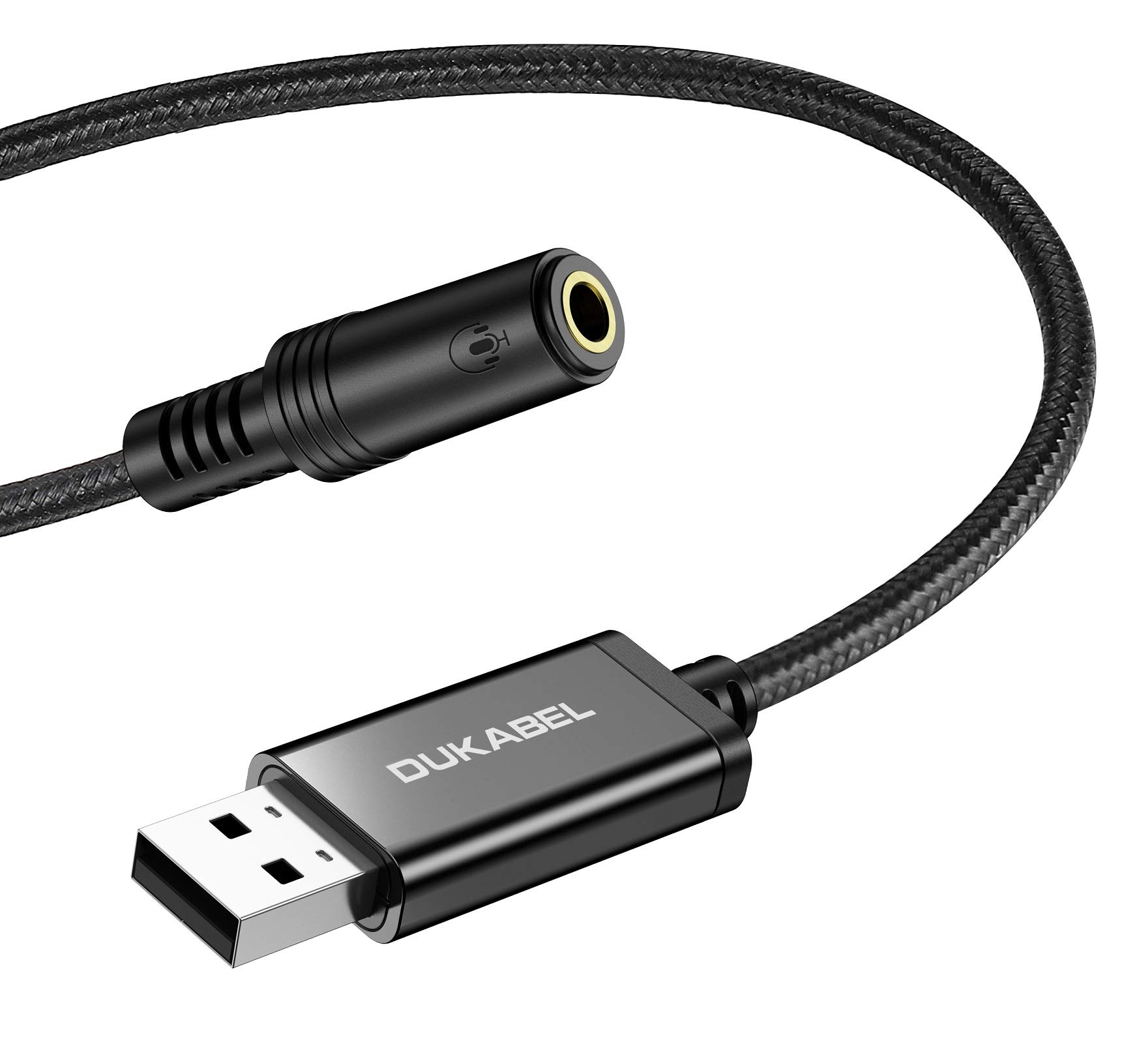 DuKabel USB Externe Soundkarte 2.4M USB A Stecker auf 3,5mm TRRS Buchse Klinke Kopfhörer Adapter für Headset, Lautsprecher oder 4 Pole TRRS Mikrofon