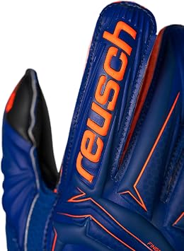 Reusch Attrakt Infinity Finger Support Junior Unisex Youth Goalkeeper Gloves, 4411 Premium Blue/Gold/Black, 7