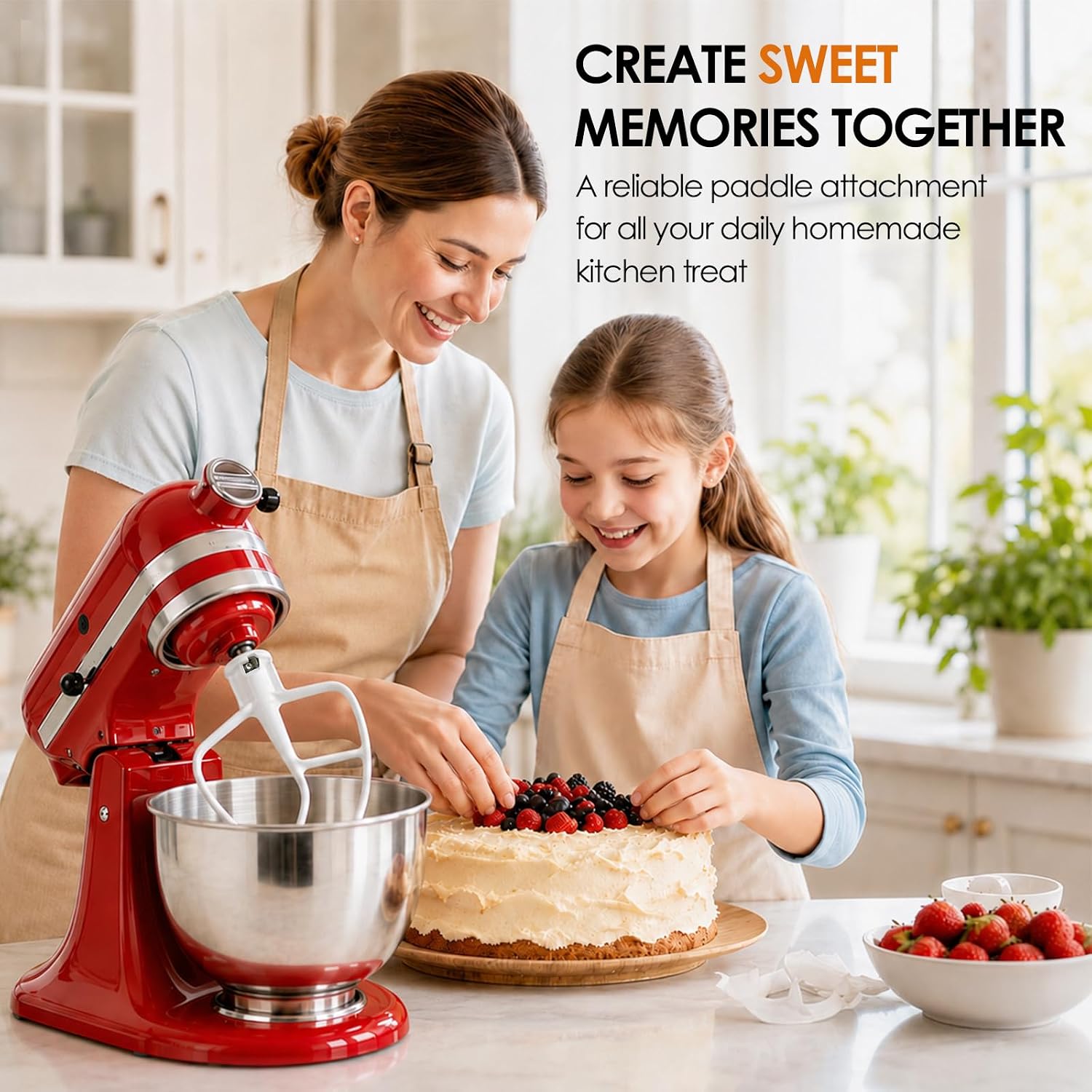 K45B Coated Flat Beater for KitchenAid Accessories, Paddle Attachment Fits 4.5-5 QT Tilt-Head Stand Mixer, Compatible with K45 KSM90 KSM95, Pastry Beater for Mashed Potatoes & Cake Batter