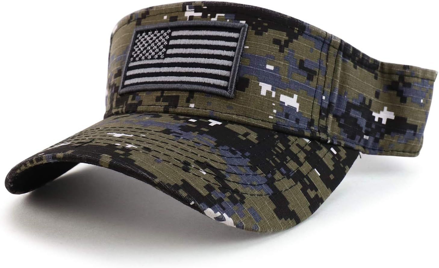 Trendy Apparel Shop USA American Flag Embroidered Polyester Summer Visor Hat