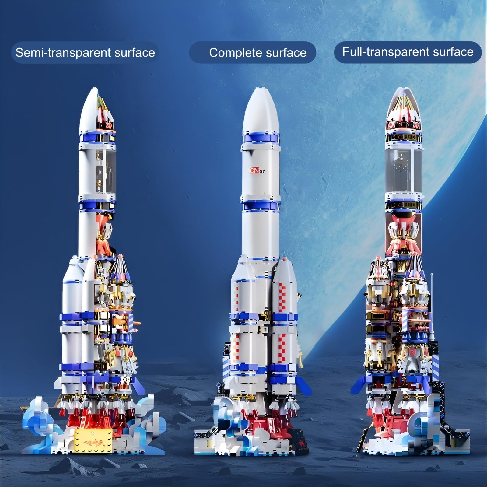 Weltraum Raketen Bausteine, 1099 Teile Raumschiff Raketen Bauspielzeug mit Startständer, Sammelbares Weltraumforschung Bausatz Modell Spielzeug, Geschenk für Erwachsene