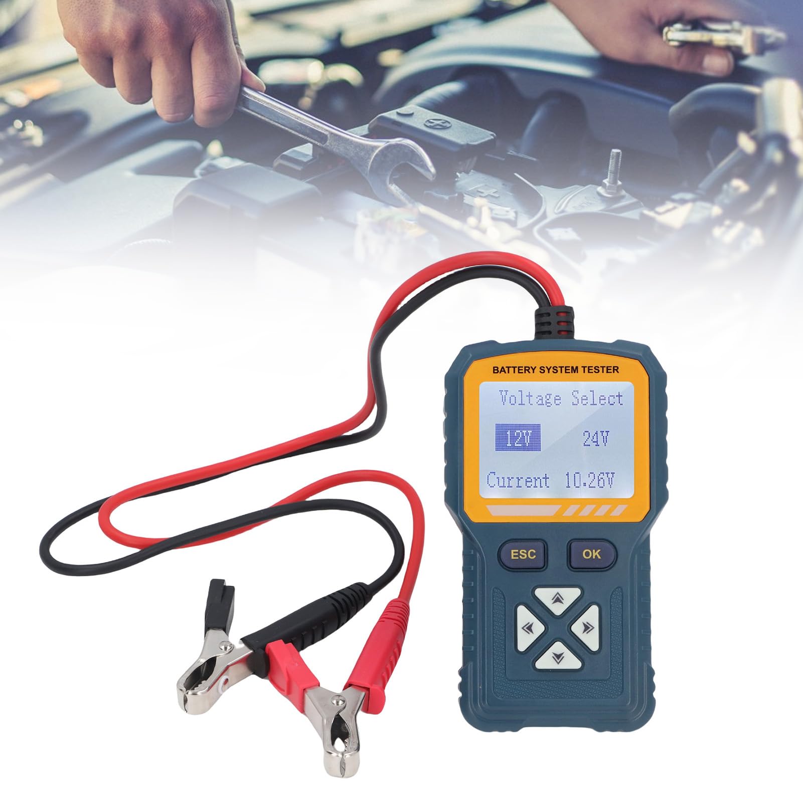 Digitaler Batterietester ABS-Batteriesystemtester 100 Bis 2000 CCA Schnellreaktionsanzeige für Auto-Motorrad-LKW-Batterieladungsprüfung, Start- und Ladetest