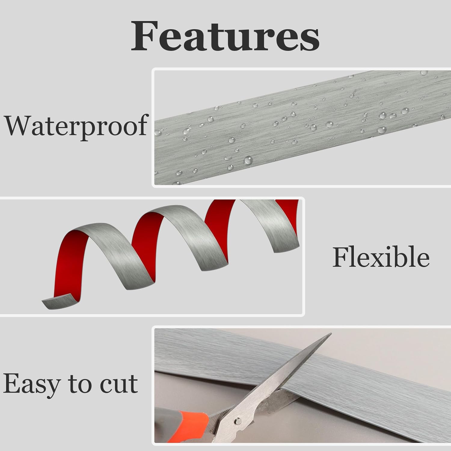 Floor Transition Strip - Self-Adhesive PVC Trim for Carpet to Flooring, Threshold Gap Cover (10ft x 3in, Greyish)
