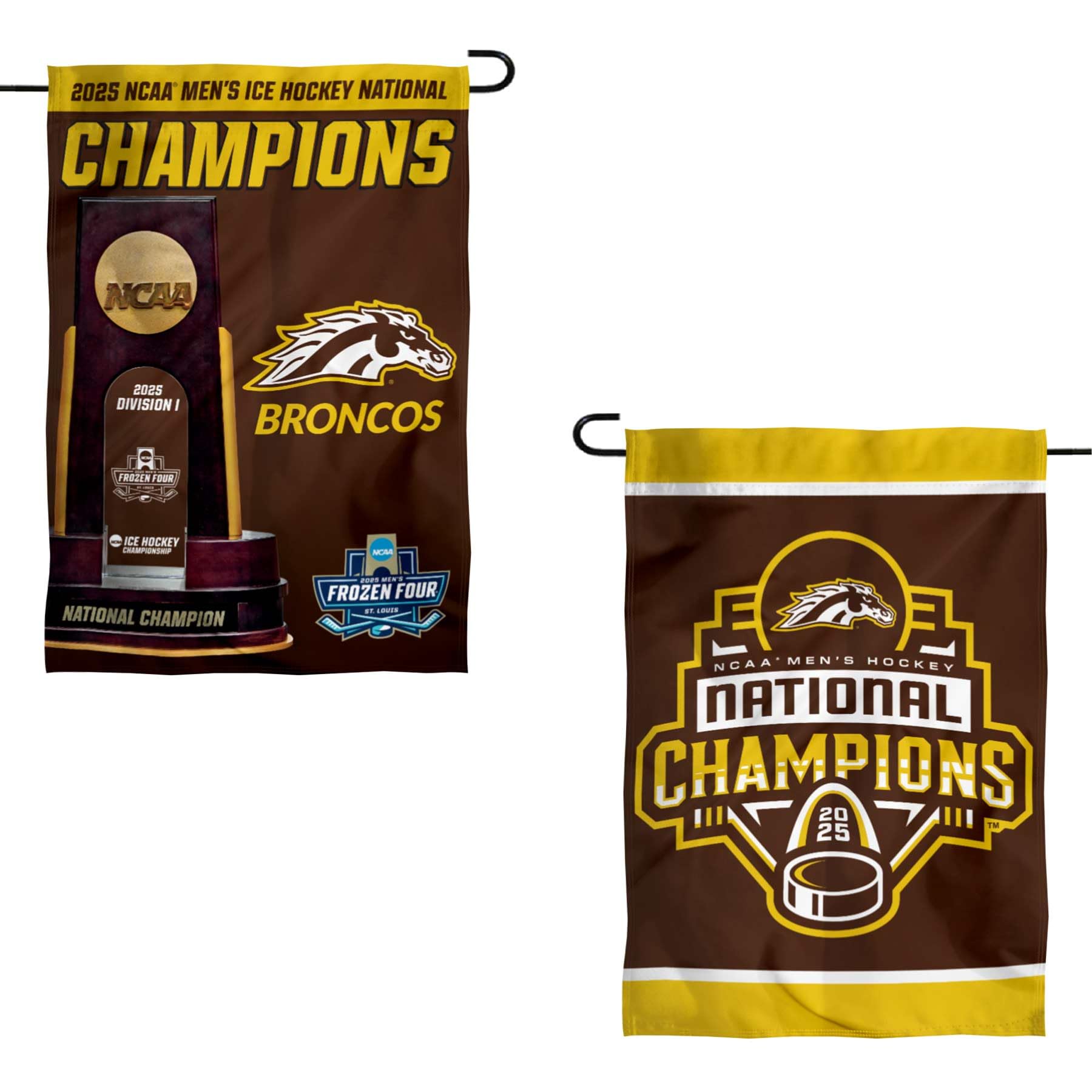 WMU Broncos 2025 Hockey Frozen Four National Champions Double Sided Garden Flag