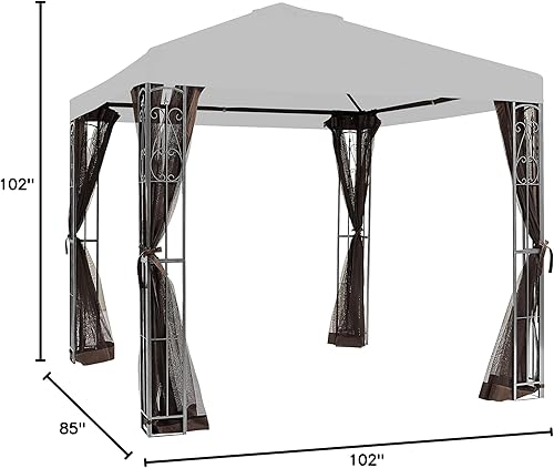 Miniatura 5 de APEX GARDEN - Mosquitera de repuesto universal para cenador de 8' x 8' (Solo red antimosquitos - Marrón)