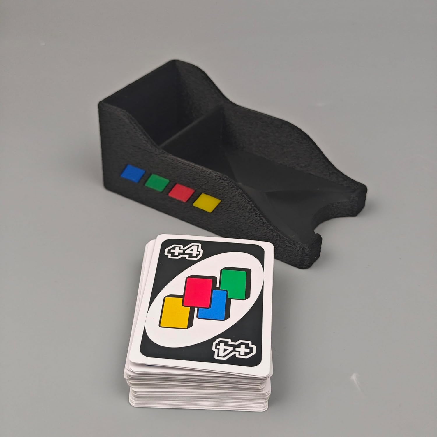 Card Holders for Draw and Discard Dual-Zone Game Organizer Compatible with UNO Cards | Horizontal Vertical Trays for Quick Play Matte Black Tabletop Deck Storage for Family Game Night