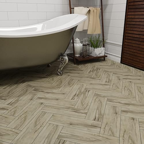 Miniatura 12 de CHIHUT Paquete de 16 tablones de vinilo de madera blanca y gris natural, 6 x 36 pulgadas, impermeables, para despegar y pegar, tablones de aspecto