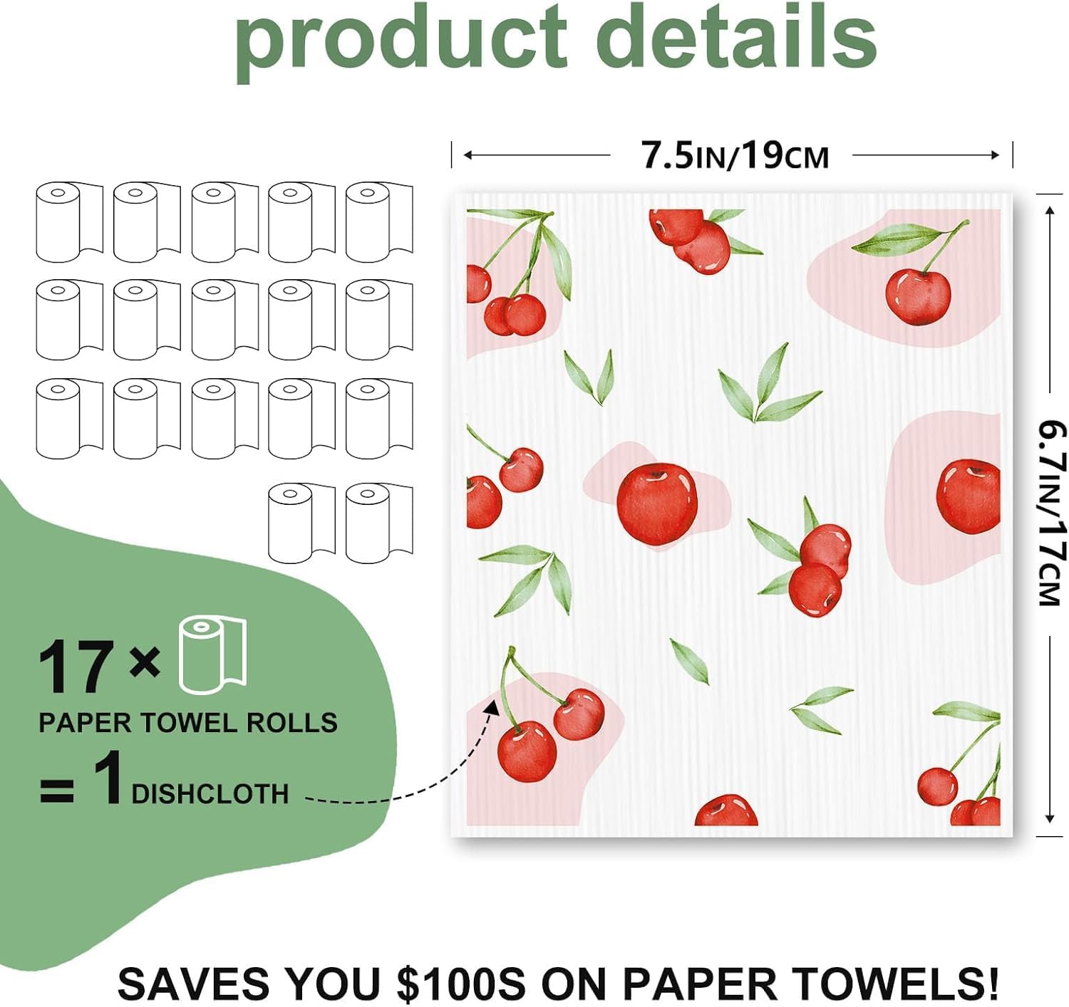 Swedish Dishcloths for Kitchen, Reusable Paper Towels, 4 Pack image 2