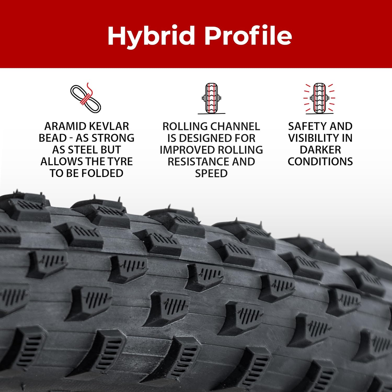 Fincci Marudo 29 x 2.10 Inch Bike Tire, 52-622, Reflective Wall, Foldable, Tough & Durable Nylon Rubber, Kevlar Bead, Set of 2 – Compatible with MTB, Gravel & Hybrid Bicycles