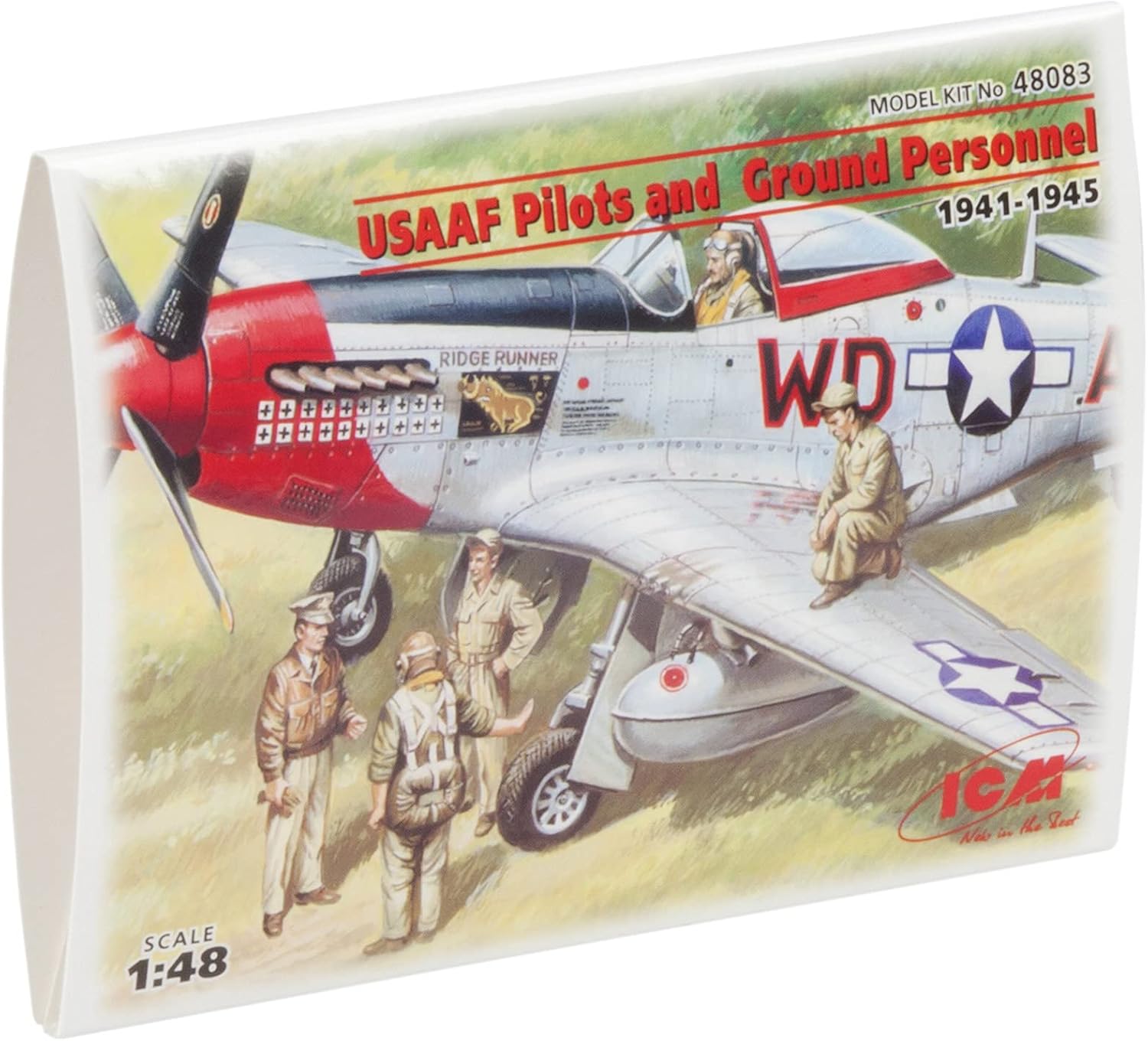 ICM 48083 Plastic Figure Model USAAF Pilots and Ground Personnel (1941-1945) (5 Figures - 3 Pilots, 2 Mechanics), Aircraft Model Kit - Scale 1:48