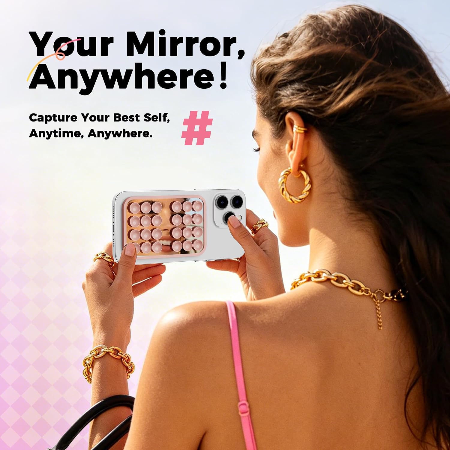 AHASTYLE Suction Cup Phone Mount for iPhone & Android with Built-in Mirror image 3