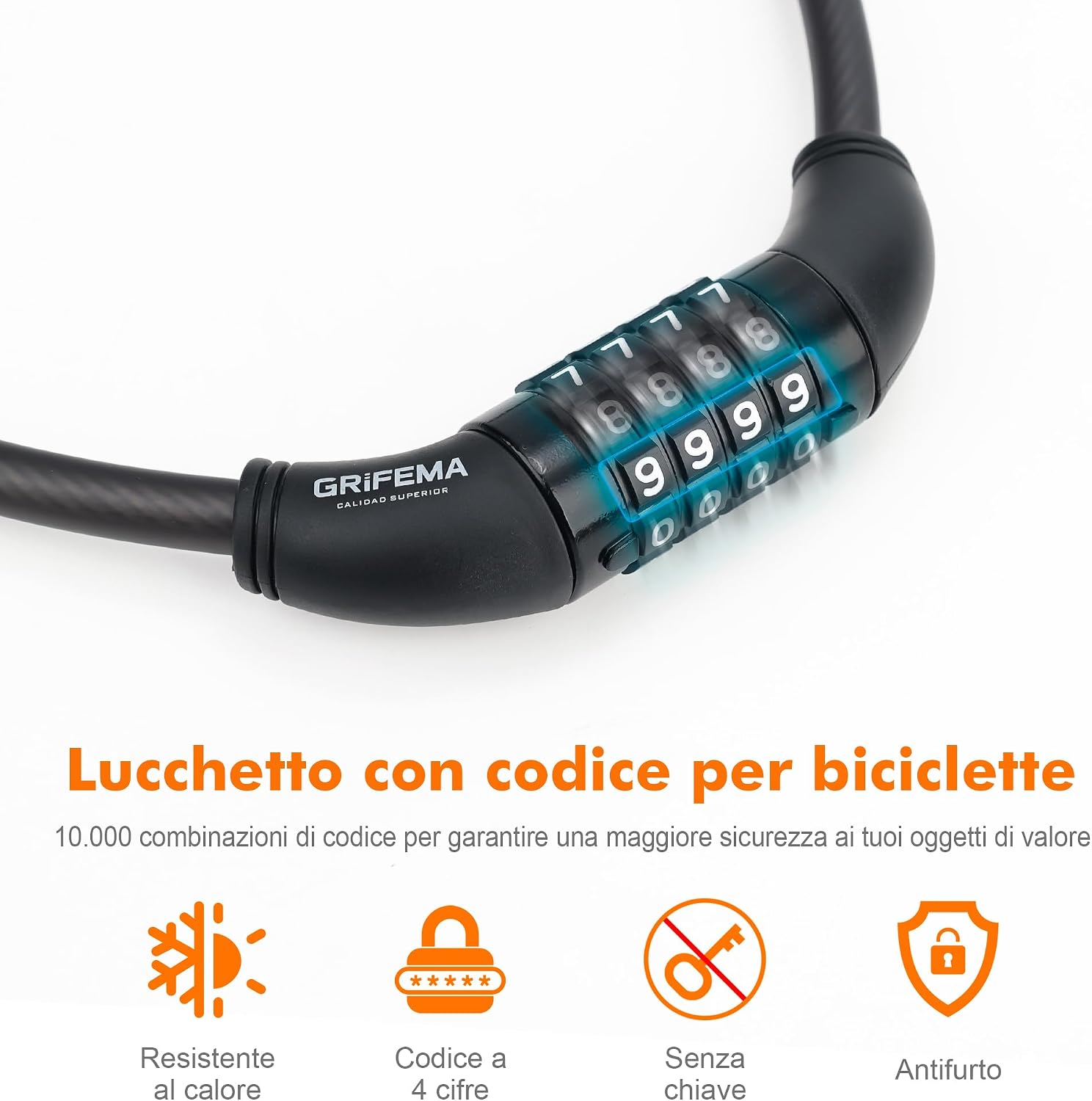 GRIFEMA, GA1205 - Lucchetto per bicicletta antifurto - Détails et caractéristiques