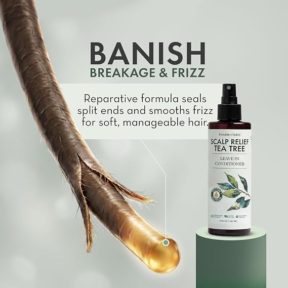 Leave In Conditioner Spray Tea Tree Scalp Treatment (2 Pack) | Anti-Dandruff, Dry & Itchy Scalp Relief, Hydrating Formula for Psoriasis Care Detangles & Nourishes Hair