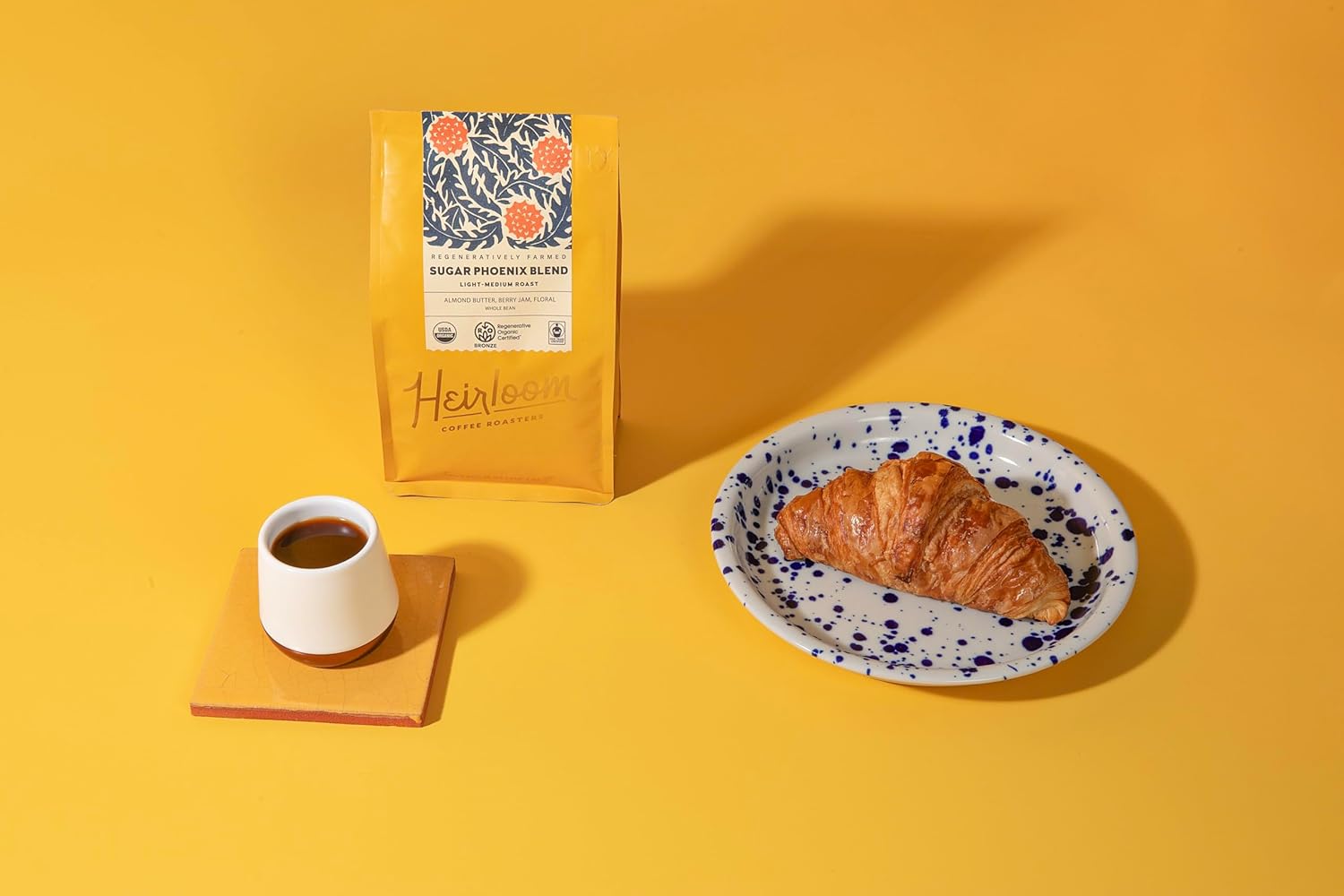 Heirloom Coffee Roasters - Sugar Phoenix Blend - Medium Roast - Whole Bean Coffee - 100% Regenerative Organic Certified, 12oz