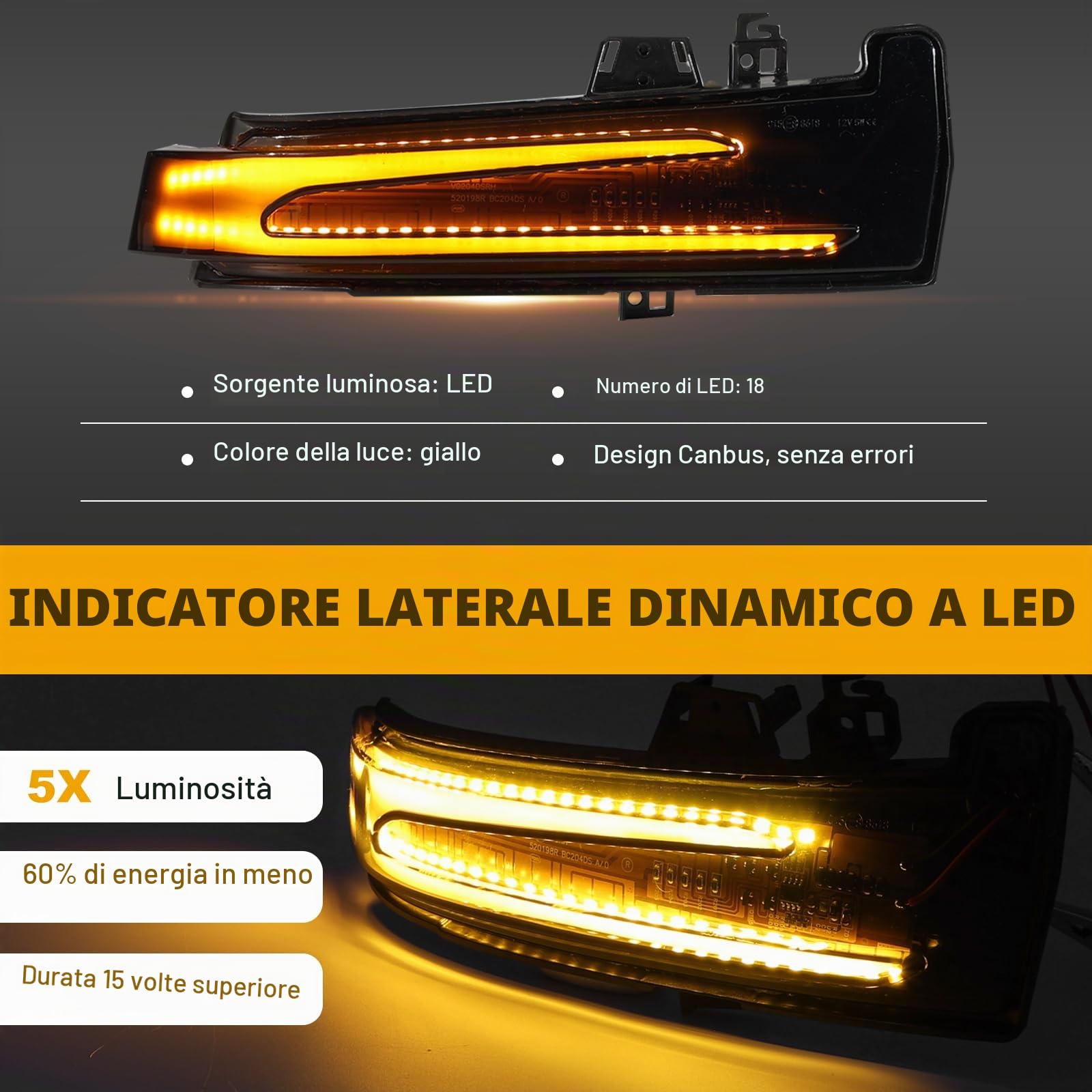 2 pezzi indicatori di direzione dinamici a LED nello specchietto retrovisore per Benz W176 W246 W212 W204 CLA C117 GLA GLK W221 CLS W218 (Nero) | Per CLA C117 GLA GLK W221 CLS W218,1 coppia di indicatori di direzione per specchietti esterni (nero)