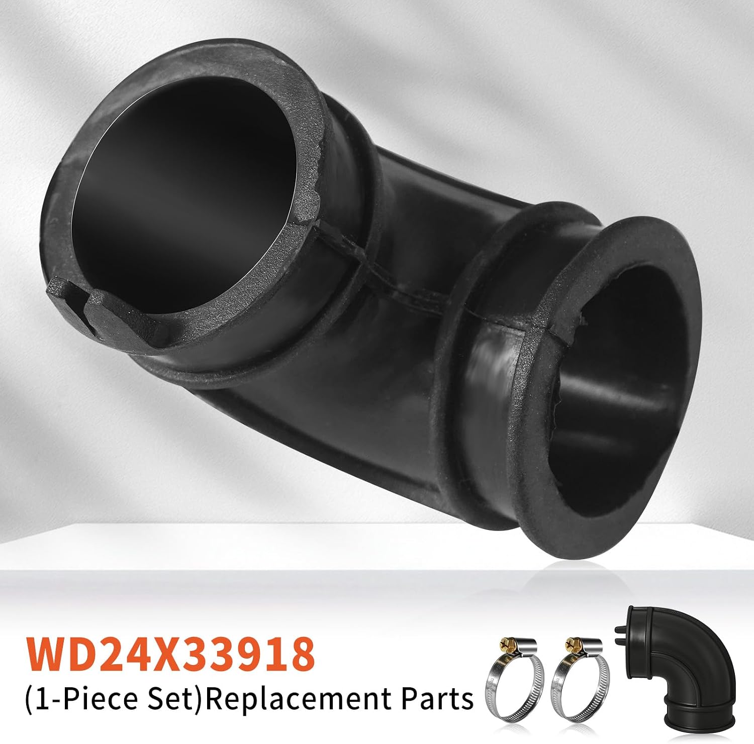 WD24X33918 Dishwasher Circulation Pump to Sink Elbow Hose Replacement for GE WD19X25460 WD19X25700 AP7219295 4983108 Dishwasher Elbow Hose Kit w/2 Clamps