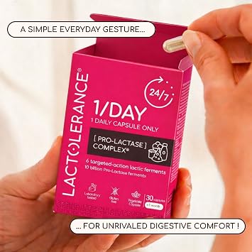 LACTOLERANCE 1/Day Daily Probiotic, Lactase Precursor, 24h, 30 Capsules