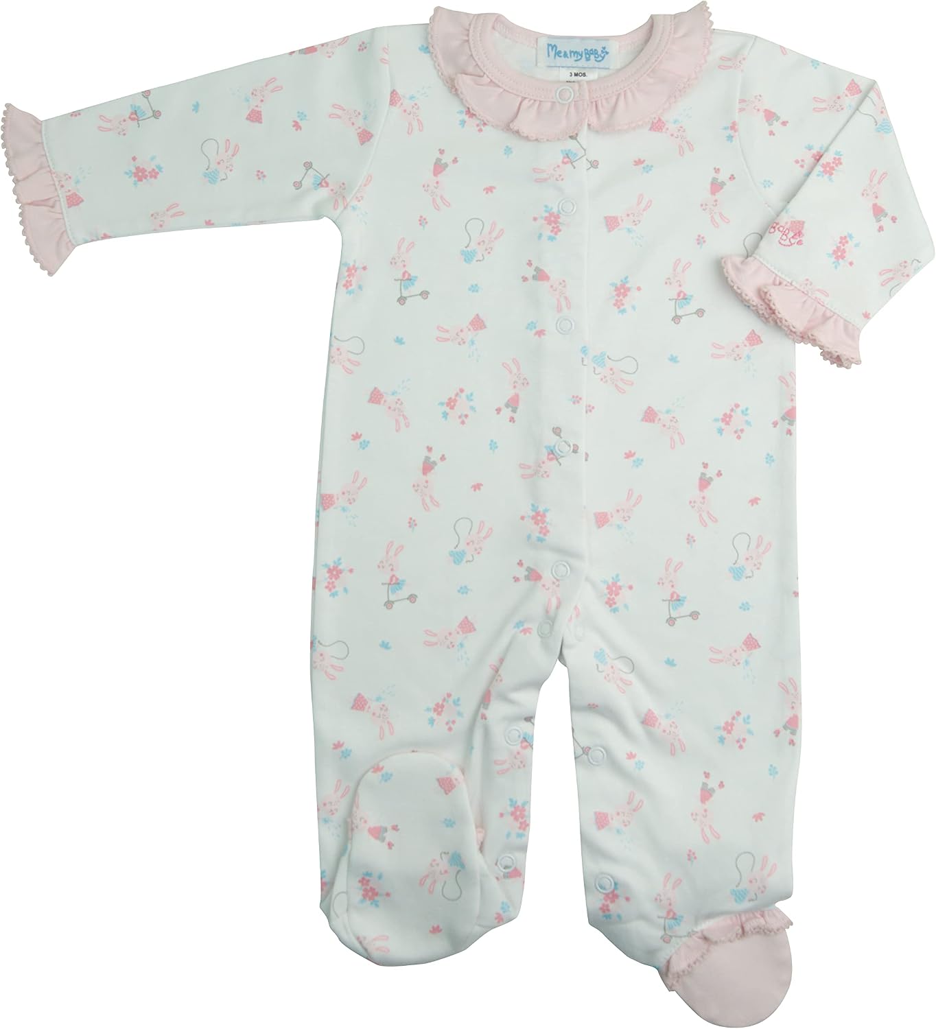 Me & My Baby 3-Piece Baby Girl Set - Bunnies Print - Pima Cotton - By Iky Store