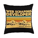 Web Scraping Developer Gifts Vintage Web Scraping Developer Throw Pillow, 18x18, Multicolor
