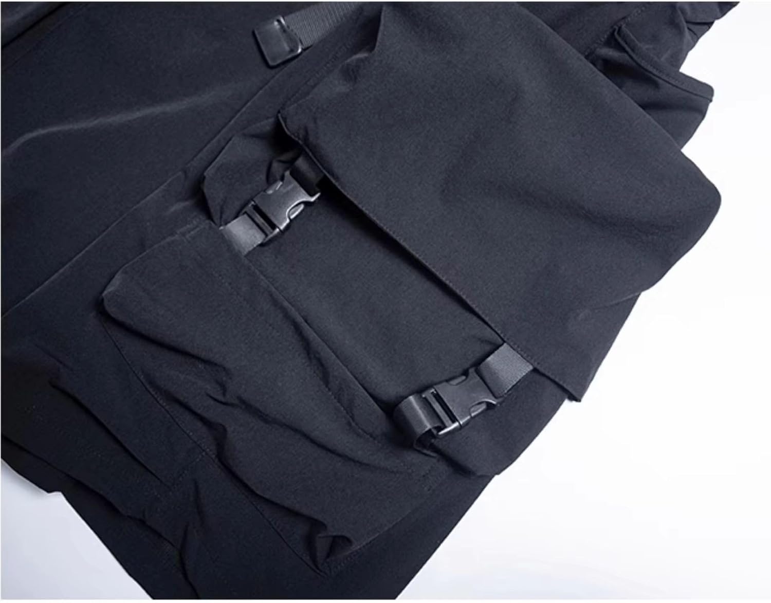 Multi Pocket Black Cargo Tactical Shorts for Summer Loose Streetwear with Elastic Waist