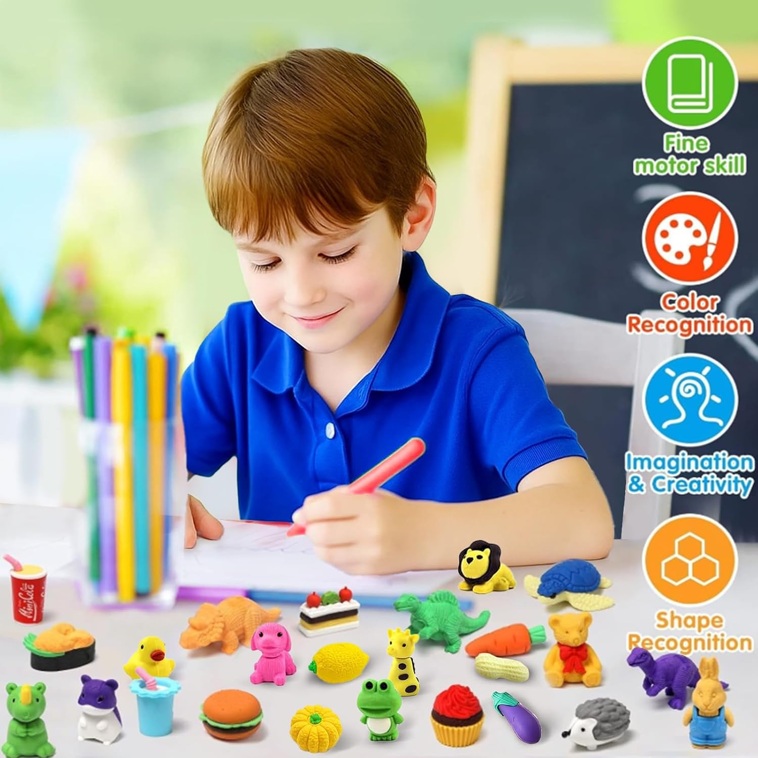 140 Pieces Animal Erasers Desk Pets for Students Desk Pet 3D Animal Mini Erasers Bulk with Clear Plastic Containers and Adoption Certificate for Classroom School Reward Supplies