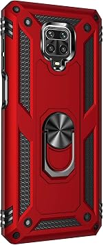 Microsonic Xiaomi Redmi Note 9S için Kılıf Military Ring Holder Kırmızı [Redmi Note 9S ile Uyumlu Kılıf - Kırmızı]