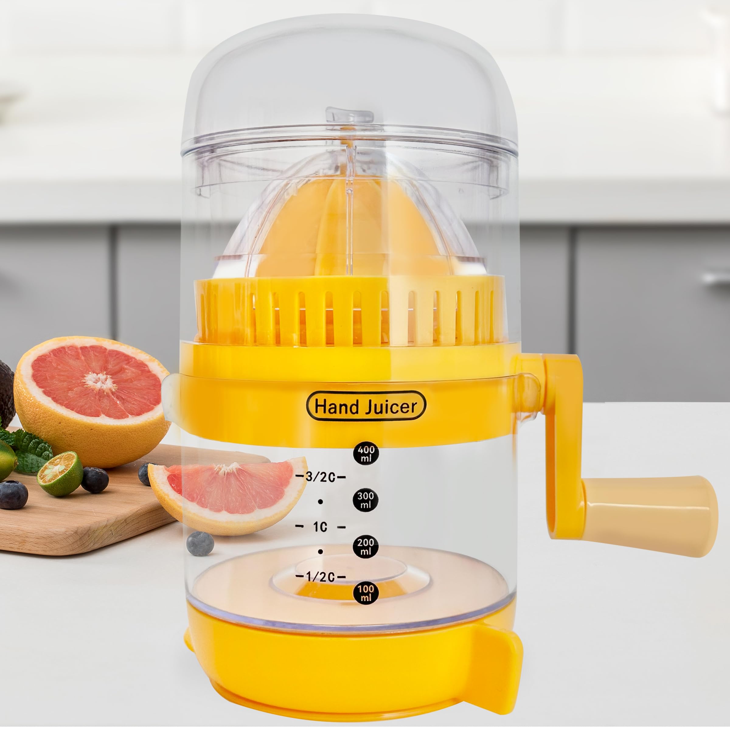 DONGTATA Manual Juicer with Hand Crank Citrus Fruit Squeezer BPA Free Hand Juicer Squeezer for Oranges Lemons Grapefruit with Measuring Cup Suction Base for Home Kitchen Camping