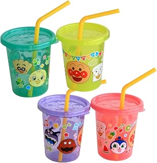 レック(LEC) ポリプロピレン アンパンマン フタ付き ストローカップ S (180ml) 4個入