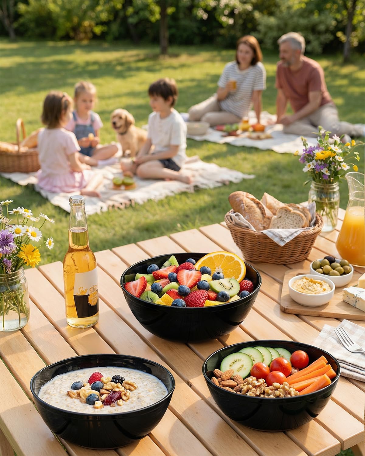 bUCLA 50 Pack Black Plastic Serving Bowls - 24oz Black Disposable Bowls for Dessert, Soup, Cereal, Salad & Fruit - Ideal for Wedding & Party