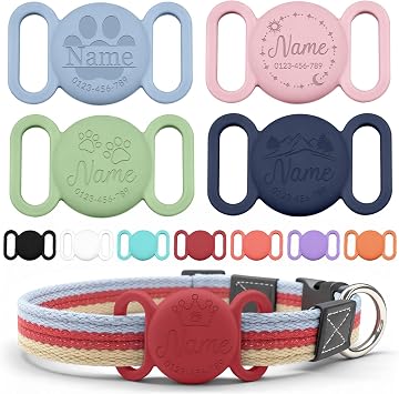 Personalized Dog Air Tag Holder Waterproof Custom Silicone Slide On Tag for GPS Dog Tracker Customized Pet Name Number ID Tag