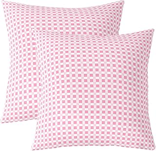 Plaid lapptäcke kasta örngott set med 2,45 x 45 cm rosa och vitt kvadratiskt mönster örngott för barn geometrisk modern modestil kuddskydd
