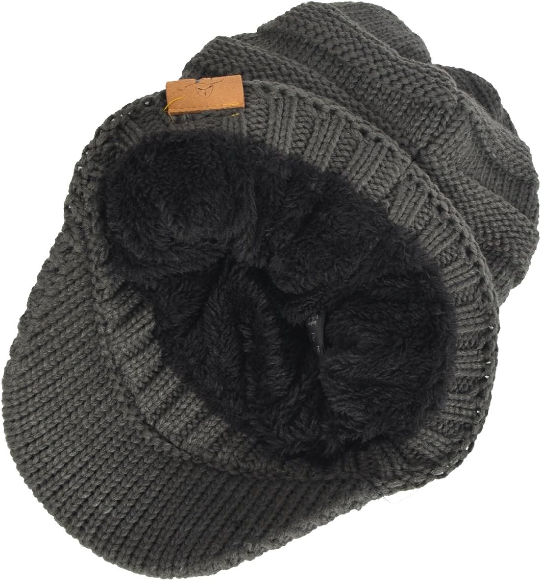 Miniatura 3 de Gorro de punto con forro polar grueso para hombre y mujer, con visera