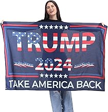 Donald Trump Flag Tapestry 2024 - Take America Back Again - 100% Cotton - Fade-Resistant - Two Eyelets for Easy Hanging - Swim Wear - Beach Cover Up - Fight Fist - American Pride, Dark Blue