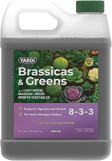 YARDi Brassicas & Greens Plant Food 8-3-3 Outdoor Fertilizer 32 oz | High nitrogen liquid plant food for kale, cabbage, broccoli and salad greens. Feeds outdoor beds through the season.